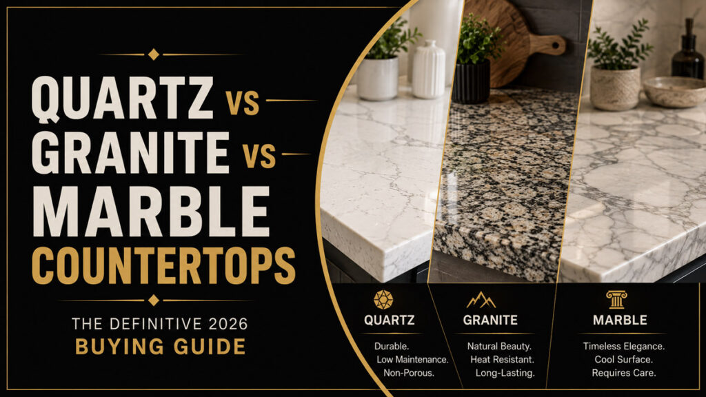 Quartz vs Granite vs Marble Countertops
