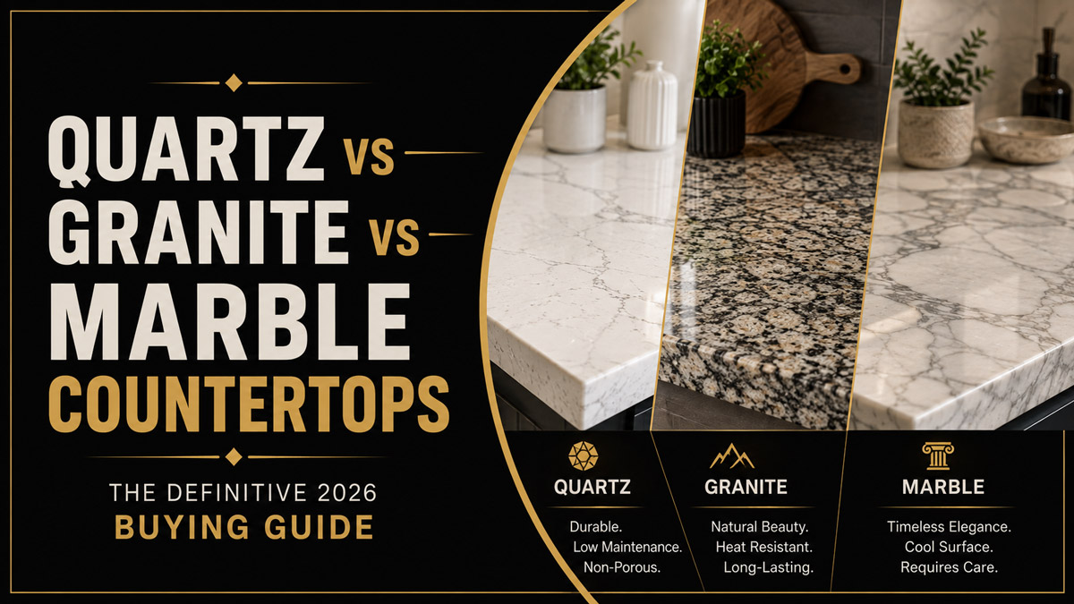Quartz vs Granite vs Marble Countertops